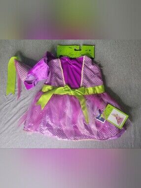 New Frou-Frou Purple Lime Satin Bow Princess Dog Dress Costume Fairy Hat Ribbon